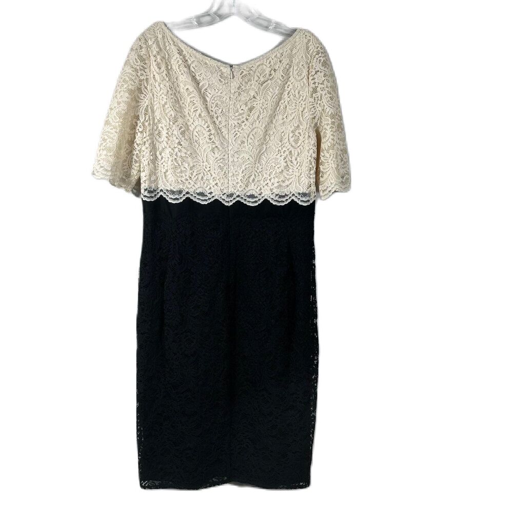 Betsey Johnson Womens Lined Black and Ivory knee Length Lace Dress Size 14